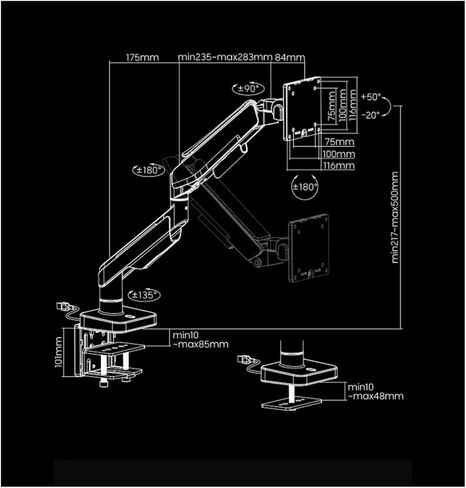 E-sports hairtail screen monitor bracket curved screen RGB pneumatic computer lifting mechanical cantilever T18-1H in Saudi Arabia
