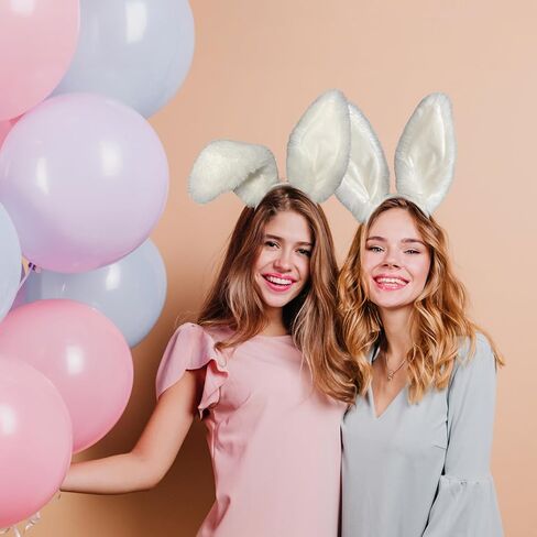 IGMaryBox عصابة رأس أذن أرنب قطيفة بيضاء للنساء، إكسسوارات تنكرية لعصابة رأس أرنب ناعمة ناعمة لحفلات عيد الفصح، وحفلات الهالوين، دعائم صور زي الأرنب in Kuwait