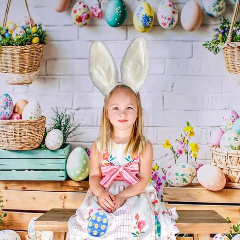 IGMaryBox عصابة رأس أذن أرنب قطيفة بيضاء للنساء، إكسسوارات تنكرية لعصابة رأس أرنب ناعمة ناعمة لحفلات عيد الفصح، وحفلات الهالوين، دعائم صور زي الأرنب in Kuwait