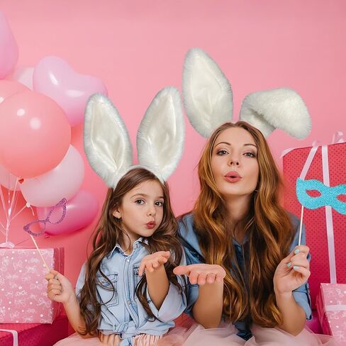IGMaryBox عصابة رأس أذن أرنب قطيفة بيضاء للنساء، إكسسوارات تنكرية لعصابة رأس أرنب ناعمة ناعمة لحفلات عيد الفصح، وحفلات الهالوين، دعائم صور زي الأرنب in Kuwait