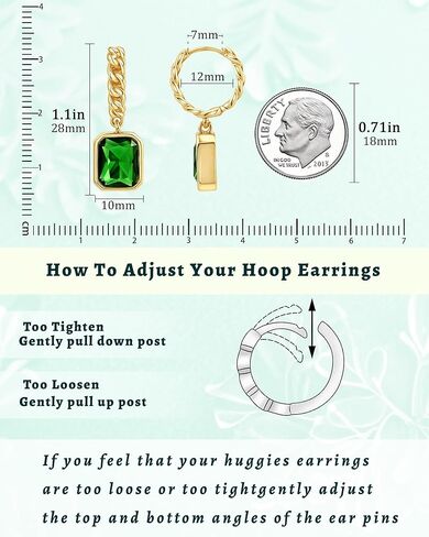 Gold Dangle Hoop Earrings for Women - Hypoallergenic Gemstone Crystal Small Huggie Earrings Birthstone Jewelry Gifts for Sensitive Ears in Kuwait