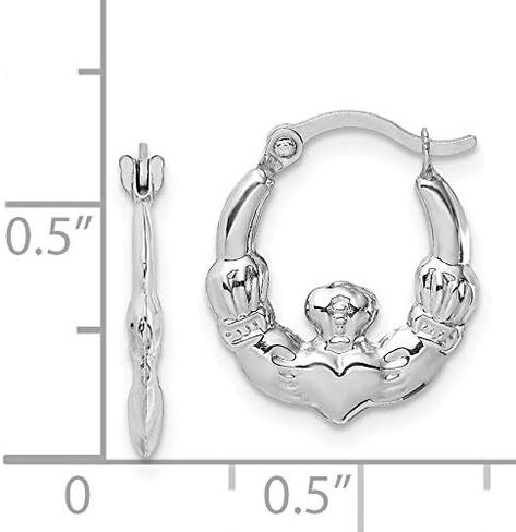14k White Gold Claddagh Hoop Earrings in Kuwait