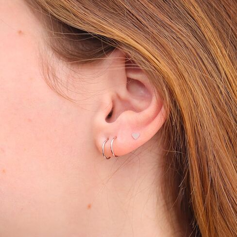 Mini Illusion Gold Hoops, Make 1 Piercing Look Like 2, Minimalist Double Hoops in Gold Filled, Gifts for Women, Handmade by Lotus Stone Jewelry in Kuwait