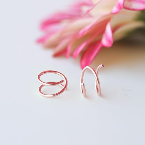 Mini Illusion Gold Hoops, Make 1 Piercing Look Like 2, Minimalist Double Hoops in Gold Filled, Gifts for Women, Handmade by Lotus Stone Jewelry in Kuwait