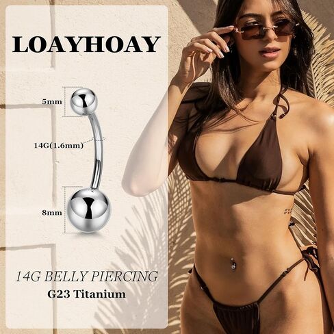 14G G23 Pure Titanium Belly Button Rings for Women Internally Threaded Curved Belly Rings Barbell Navel Rings Hypoallergenic Belly Piercing Jewelry 6-16mm Silver 10mm in Kuwait