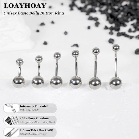 14G G23 Pure Titanium Belly Button Rings for Women Internally Threaded Curved Belly Rings Barbell Navel Rings Hypoallergenic Belly Piercing Jewelry 6-16mm Silver 10mm in Kuwait