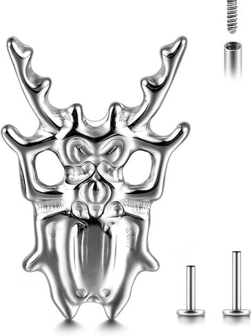 16G ASTM F136 Titanium Threadless/Threaded Studs Crystal with Cockroach Tops for Conch,Tragus,Helix,Lobe Come With 6mm/8mm Lengths Post Flatback earring nose Jewelry in Kuwait