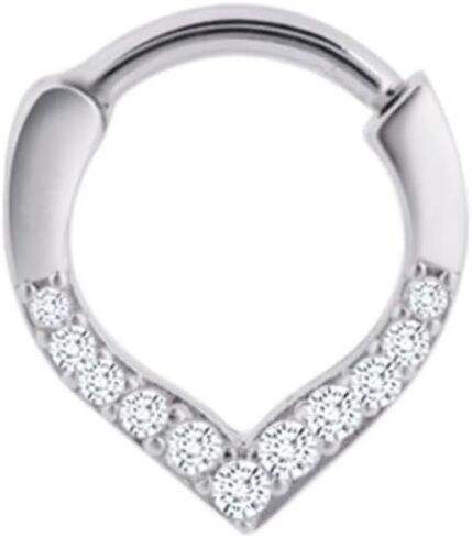 16G CZ Teardrop Septum Rings for Women 316L Surgical Steel Silver Cubic Zirconia Hoop Nose Rings Cartilage Hoops Earrings Daith Tragus Helix Rook Conch Piercing Jewelry 10mm in Kuwait