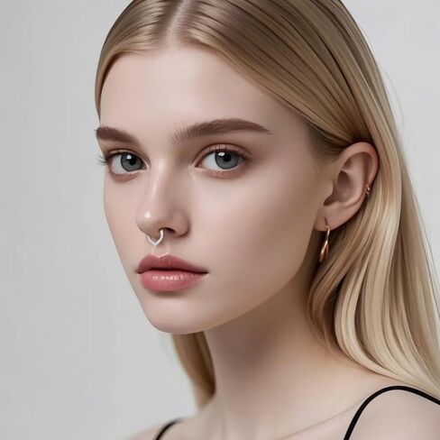 16G CZ Teardrop Septum Rings for Women 316L Surgical Steel Silver Cubic Zirconia Hoop Nose Rings Cartilage Hoops Earrings Daith Tragus Helix Rook Conch Piercing Jewelry 10mm in Kuwait