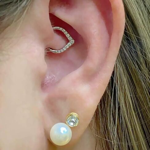 16G CZ Teardrop Septum Rings for Women 316L Surgical Steel Silver Cubic Zirconia Hoop Nose Rings Cartilage Hoops Earrings Daith Tragus Helix Rook Conch Piercing Jewelry 10mm in Kuwait