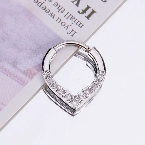 16G CZ Teardrop Septum Rings for Women 316L Surgical Steel Silver Cubic Zirconia Hoop Nose Rings Cartilage Hoops Earrings Daith Tragus Helix Rook Conch Piercing Jewelry 10mm in Kuwait