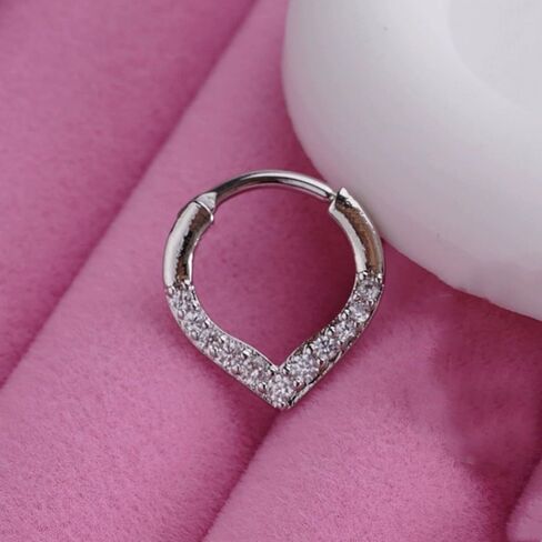 16G CZ Teardrop Septum Rings for Women 316L Surgical Steel Silver Cubic Zirconia Hoop Nose Rings Cartilage Hoops Earrings Daith Tragus Helix Rook Conch Piercing Jewelry 10mm in Kuwait