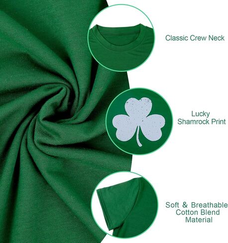 5PCS St. Patrick's Day Shirt Women Crew Neck Shamrock Summer T-Shirt Leggings Green Costume Accessories Kit in Saudi Arabia
