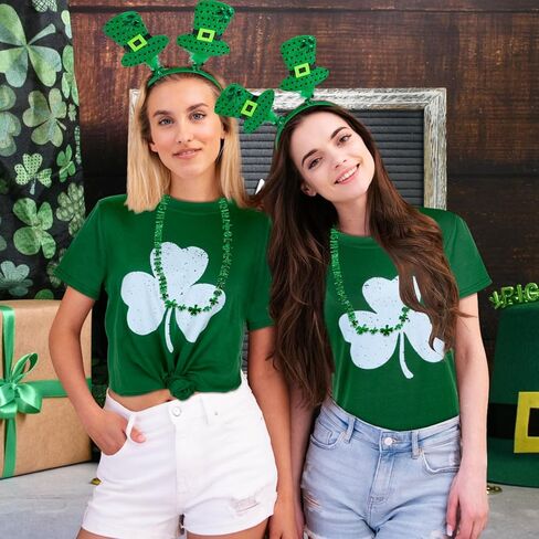5PCS St. Patrick's Day Shirt Women Crew Neck Shamrock Summer T-Shirt Leggings Green Costume Accessories Kit in Saudi Arabia