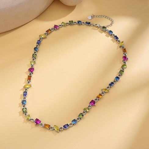 7 ألوان الزركون تنس قلادة ملونة الزركون تنس قلادة للنساء قلادة ملونة هدايا مجوهرات للنساء in Kuwait