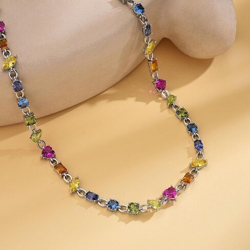 7 ألوان الزركون تنس قلادة ملونة الزركون تنس قلادة للنساء قلادة ملونة هدايا مجوهرات للنساء in Kuwait