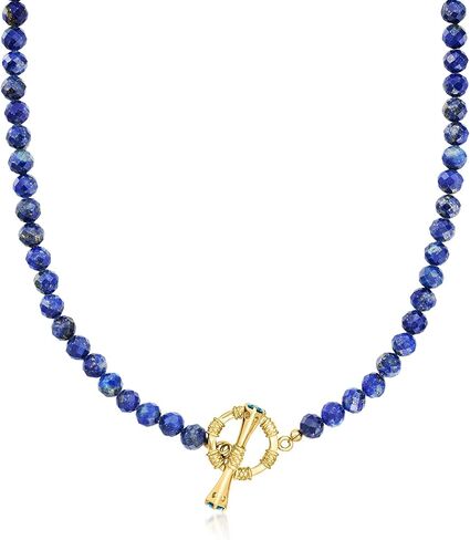 Ross-Simons Lapis Bead Toggle Necklace With London Blue Topaz in 18kt Gold Over Sterling in Kuwait