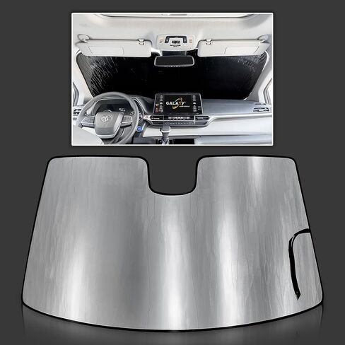 GalaxyAutoShield Custom Fit Reflective Windshield Sun Shade Compatible with 2021 2022 2023 2024 2025 2026 Toyota Sienna Minivan, Insulated Privacy Blockout UV Reflector Protection -Made in USA in Saudi Arabia