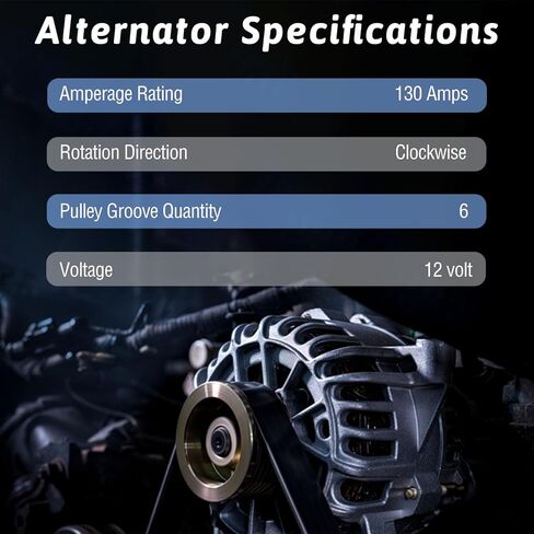 Alternator Compatible with Chevrolet Trax 2015-2021 1.4L for Buick Encore 2013-2021 1.4L 12V 130A 6-Groove Pulley Clockwise Replace 13597226 in Kuwait