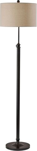 Adesso 1523-01 Stratton Floor Lamp, 62 in., 2 x 150 W Incandescent/CFL, Black/Brown, 1 Black Lamp in Kuwait