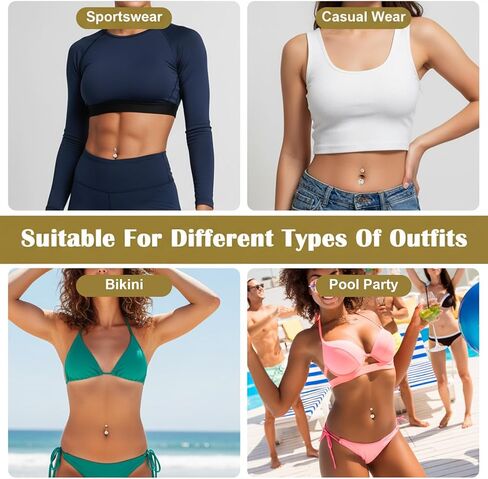 9PCS Gold Belly Button Rings, Anti-Sensitive Stainless Steel Dangle Belly Piercing Jewelry, Exquisite Versatile Navel Piercing Jewelry for the Beach, Festivals and Everyday Wear in Kuwait