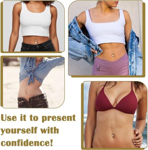 9PCS Gold Belly Button Rings, Anti-Sensitive Stainless Steel Dangle Belly Piercing Jewelry, Exquisite Versatile Navel Piercing Jewelry for the Beach, Festivals and Everyday Wear in Kuwait