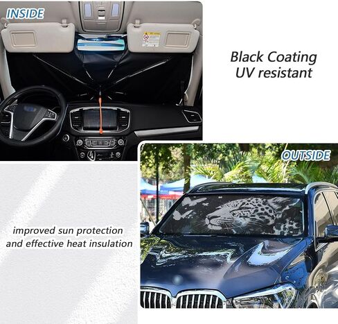 Car Windshield Sun Shade Umbrella Leopard Butterfly Print, Auto Visor Heat Insulation UV Protection 58x29.7 in in Saudi Arabia