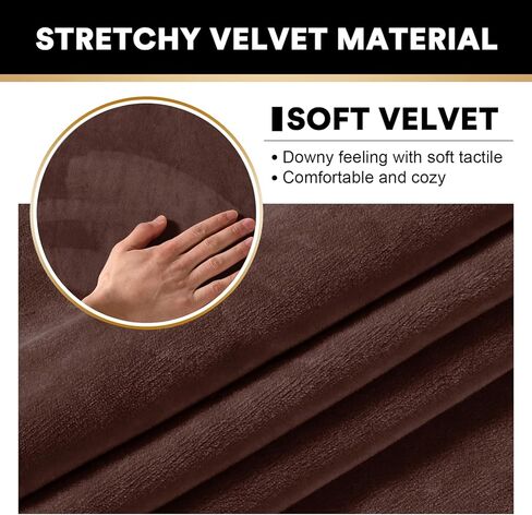 Velvet Dining Room Bench Covers,Soft Stretch Upholstered Bench Slipcover, Anti-Slip Removable Bench Covers for Living Room, Bedroom, Kitchen(Size:Large,Color:Brown) in Saudi Arabia