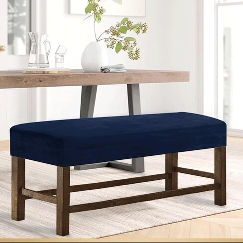 Velvet Dining Room Bench Covers,Soft Stretch Upholstered Bench Slipcover, Anti-Slip Removable Bench Covers for Living Room, Bedroom, Kitchen(Size:Large,Color:Brown) in Saudi Arabia
