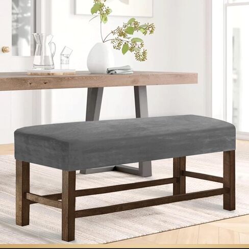 Velvet Dining Room Bench Covers,Soft Stretch Upholstered Bench Slipcover, Anti-Slip Removable Bench Covers for Living Room, Bedroom, Kitchen(Size:Large,Color:Brown) in Saudi Arabia
