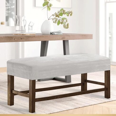 Velvet Dining Room Bench Covers,Soft Stretch Upholstered Bench Slipcover, Anti-Slip Removable Bench Covers for Living Room, Bedroom, Kitchen(Size:Large,Color:Brown) in Saudi Arabia