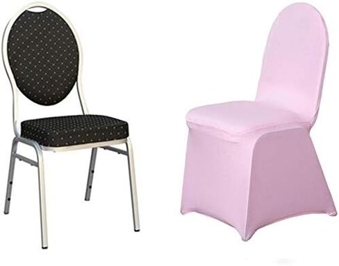 Balsa Circle 100 pcs Pink Spandex Stretchable Banquet Chair Slipcovers Removable Seat Protector Washable Party Wedding Supplies Reception Supplies in Kuwait
