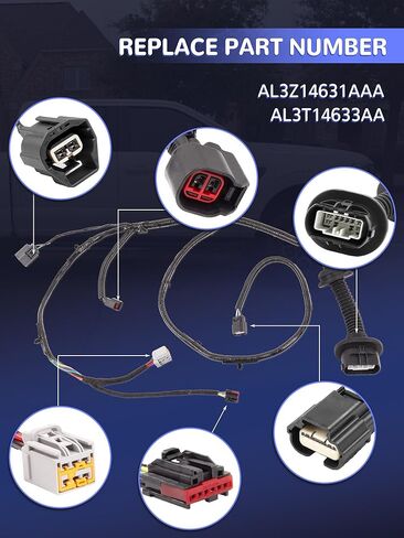 Left Rear Door Wiring Harness with Rear Heated Seats Compatible with F150 FX2 FX4 Lariat Platinum 2010-2014, SVT R-aptor 2011-2013,Limited 2013-2014 Crew Cab Replace AL3T14633AA AL3Z14631AAA in Kuwait