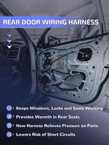 Left Rear Door Wiring Harness with Rear Heated Seats Compatible with F150 FX2 FX4 Lariat Platinum 2010-2014, SVT R-aptor 2011-2013,Limited 2013-2014 Crew Cab Replace AL3T14633AA AL3Z14631AAA in Kuwait