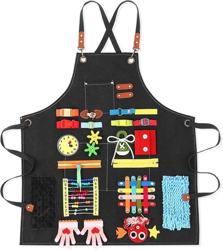 Fidget Apron for Elderly, Fidget Blanket for Dementia Activities for Seniors Alzheimer's Therapy Activity Apron Anxiety Relief Solutions Sensory Toys, Dark Blue in Kuwait