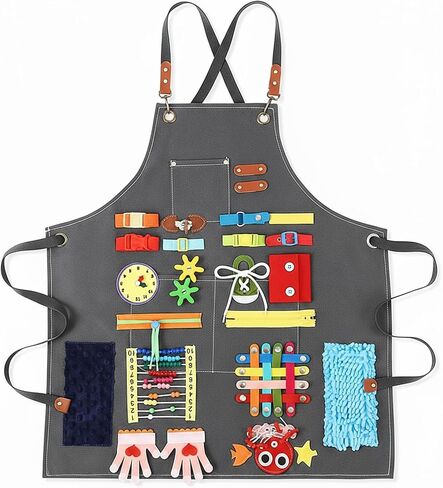 Fidget Apron for Elderly, Fidget Blanket for Dementia Activities for Seniors Alzheimer's Therapy Activity Apron Anxiety Relief Solutions Sensory Toys, Dark Blue in Kuwait