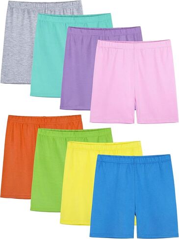 8 Pack Girls Shorts Bike Shorts Toddler Biker Cartwheel Multi-Color Dance Under Dress Girls Clothes in Kuwait