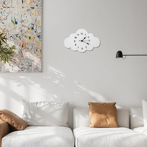 HOMSFOU Modern Cartoon Cloud Shape Silent Wall Clock Large Decorative Boys and Girls Clock for Bedroom in Saudi Arabia