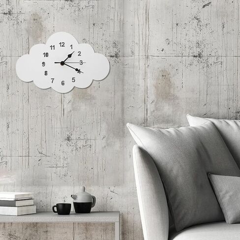 HOMSFOU Modern Cartoon Cloud Shape Silent Wall Clock Large Decorative Boys and Girls Clock for Bedroom in Saudi Arabia