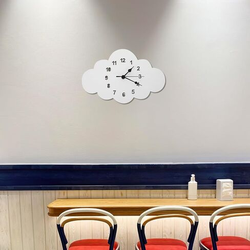 HOMSFOU Modern Cartoon Cloud Shape Silent Wall Clock Large Decorative Boys and Girls Clock for Bedroom in Saudi Arabia