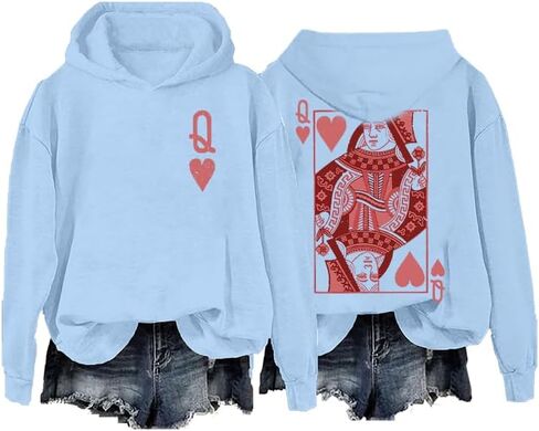 Heart Queen Hoodie, Playing Card Queen Valentine's Day Hoodie, Graphic Sweatshirt For Women in Saudi Arabia