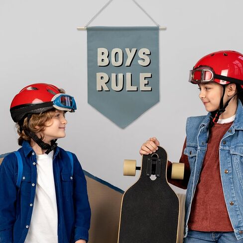 علم راية القاعدة للأولاد - ديكور حائط عتيق رائع لغرفة الأولاد، لافتة سكن المراهقين الزرقاء، فن غرفة نوم بريبي، هدية فريدة للأبناء والمراهقين. (010) in Kuwait