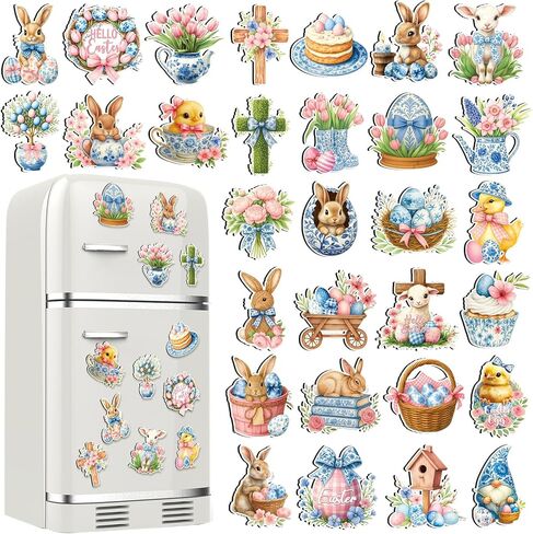 Tellegloww 30 Pcs Easter Diamond Painting Magnets He is Risen Diamond Art Magnet Kits for Adults Corss Refrigerator Magnetic Sticker Egg Bunny Rhinestone Fridge Sticker for DIY Crafts Easter Decor in Saudi Arabia