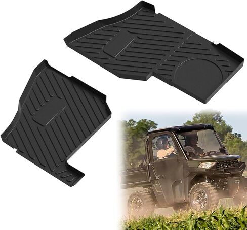 سجادات أرضية أمامية TPE لـ Polaris Ranger XP 1000 Crew 2018-2025، ملحقات حماية بطانات حصيرة طين غير قابلة للانزلاق لـ Ranger 1000 / XP Crew 2018-2025، قبضة متينة متينة، تحل محل OEM #2882780، قطعتان in Kuwait