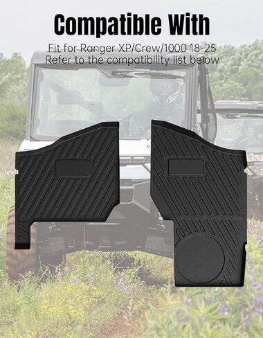 سجادات أرضية أمامية TPE لـ Polaris Ranger XP 1000 Crew 2018-2025، ملحقات حماية بطانات حصيرة طين غير قابلة للانزلاق لـ Ranger 1000 / XP Crew 2018-2025، قبضة متينة متينة، تحل محل OEM #2882780، قطعتان in Kuwait