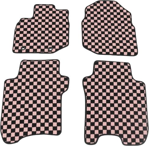 IKON MOTORSPORTS Loop Pile Tufted Car Floor Mats, Compatible with 2009-2013 Honda Fit, Checkered Grey Black Plaid, All Weather Anti-Slip 4PCS Set Car Protector Carpets in Saudi Arabia