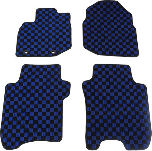 IKON MOTORSPORTS Loop Pile Tufted Car Floor Mats, Compatible with 2009-2013 Honda Fit, Checkered Grey Black Plaid, All Weather Anti-Slip 4PCS Set Car Protector Carpets in Saudi Arabia