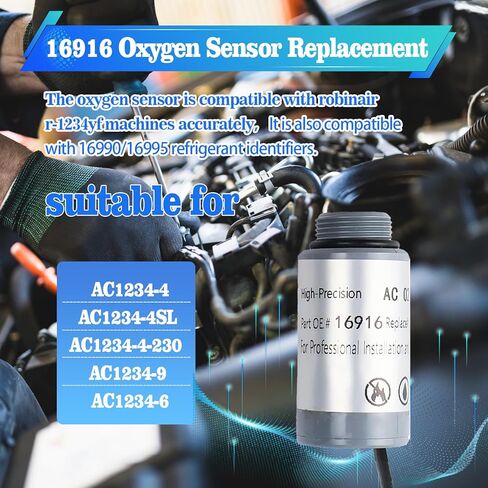 16916 استبدال مستشعر الأكسجين لآلات Robinair R-1234yf، متوافق مع معرفات المبردات 16990/16995، مناسب لـ AC1234-4 /AC1234-4SL /AC1234-4-230 /AC1234-9 /AC1234-6 in Kuwait