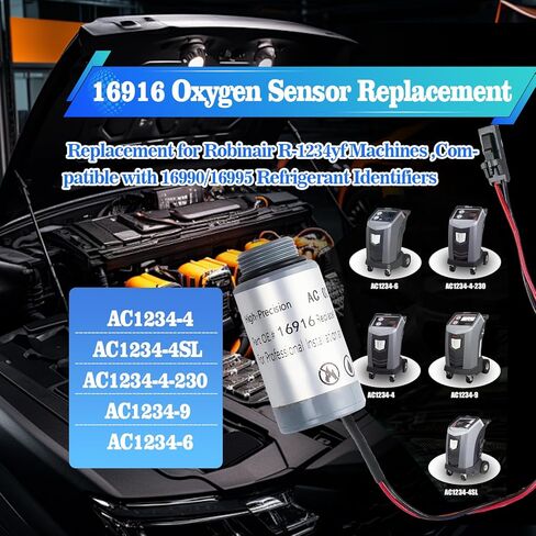 16916 استبدال مستشعر الأكسجين لآلات Robinair R-1234yf، متوافق مع معرفات المبردات 16990/16995، مناسب لـ AC1234-4 /AC1234-4SL /AC1234-4-230 /AC1234-9 /AC1234-6 in Kuwait