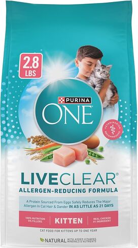 Purina ONE LiveClear Allergen-Reducing Dry Kitten Food Formula with Real Chicken As The Number One Ingredient - 2.8 lb. Bag in Kuwait